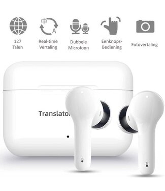 Shine Shine Vertaalcomputer - Vertaal apparaat met spraak - Draadloze Oordopjes Wit - EarPods met Vertaalfunctie - Bluetooth 5.0 - 127 Talen en 97% Accuraat - 24 Uur Batterij