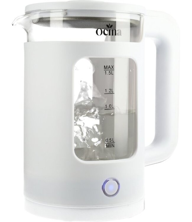 Ocina Ocina Elektrische Waterkoker - 1,5 Liter - 1500W - LED - Glas - Wit