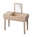 HOMdotCOM HOMdotCOM kaptafel in rieten look met 1 spiegel, 2 laden en 1 opbergvak 100 cm x 46 cm x 78,5 cm naturel