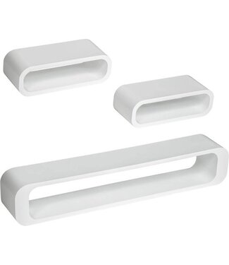 Tectake Tectake - wandplanken Liv - Set van 3 - hoogglans MDF – wit  - 403188