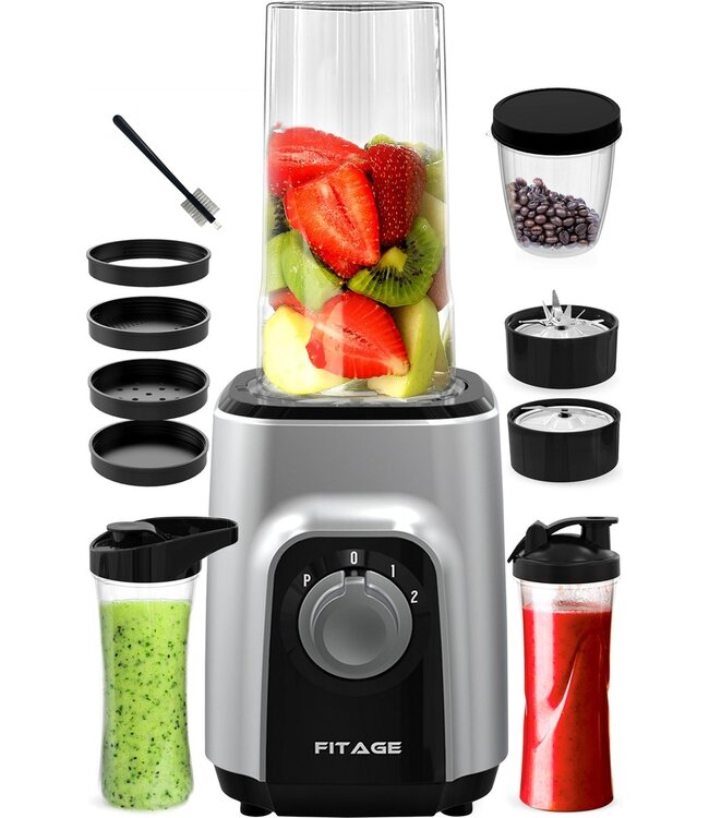 FITAGE Blender to Go - Smoothie Maker - 500w - 2x 650ml Smoothie Beker