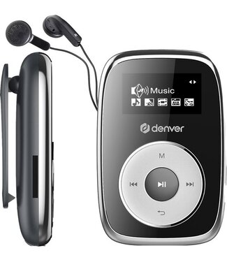 Denver Denver MP3 Speler Incl. Oordopjes - 32GB - Shuffle modus - Kinderen & Volwassenen - Bevestigingsclip - AUX - MicroSD - MPS316 - Zwart