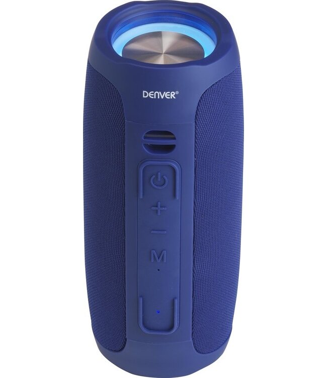 Denver Bluetooth Speaker met LED Verlichting - Muziek Box met Oplaadbare Batterij - TWS Pairing - AUX - BTV220 - Blauw