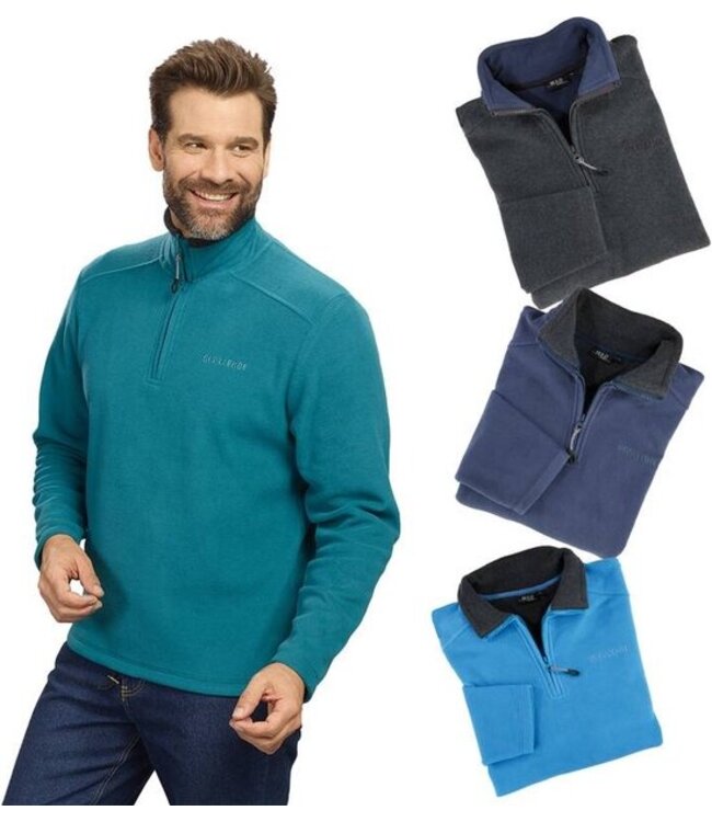 Fleece shirt met rits, kleur blauw, maat 2XL