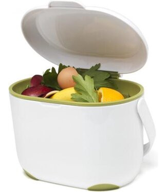 Brender Compost Caddy-GFT Afvalbakje - 24x18x17cm - Wit/Groen