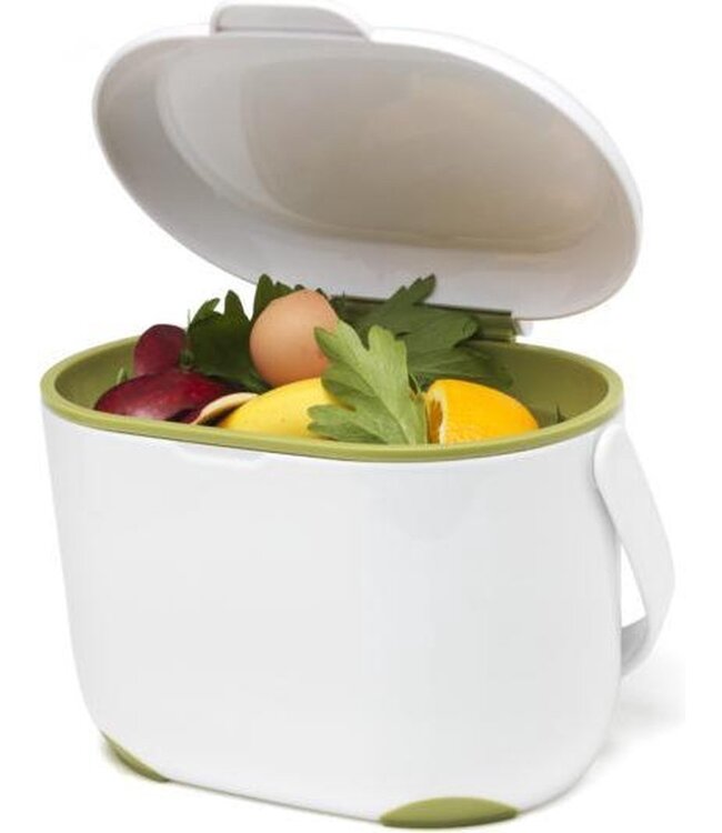 Brender Compost Caddy-GFT Afvalbakje - 24x18x17cm - Wit/Groen