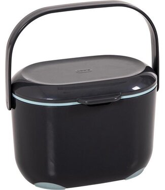 Brender Compost Caddy-GFT Afvalbakje - 24x18x17cm - Grijs/Aqua