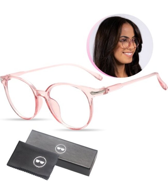 LC Eyewear LC Eyewear Computerbril - Blauw Licht Bril - Blue Light Glasses - Beeldschermbril - Unisex - Transparant Roze