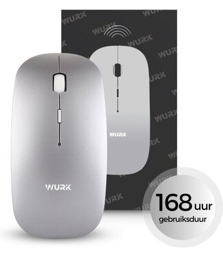 Wurk Wurk Draadloze Muis – Oplaadbaar – Bluetooth 4.0 – 2.4GHz – USB – Draadloos – Computermuis – Laptop – PC – Zilver