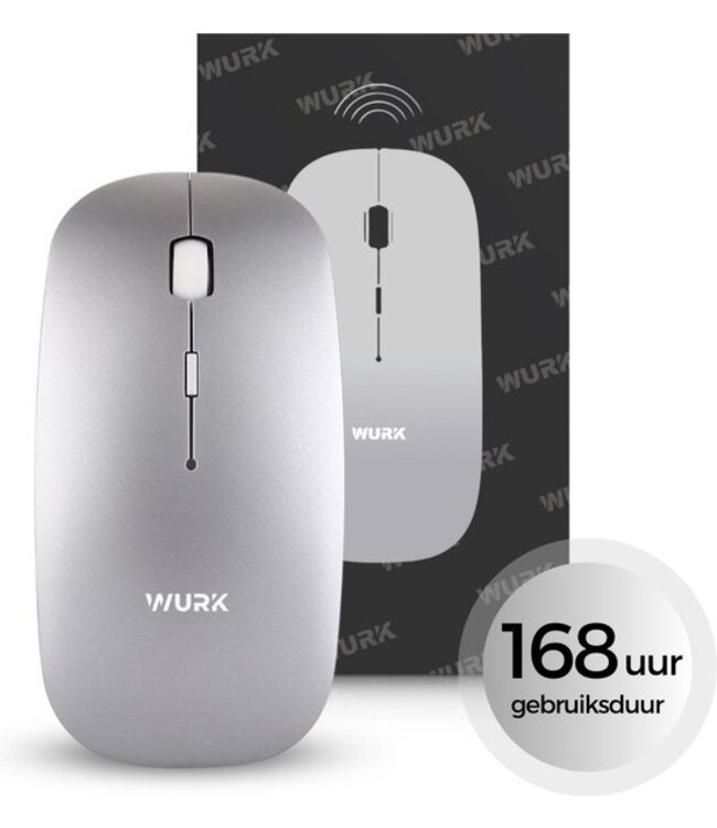 Wurk Draadloze Muis – Oplaadbaar – Bluetooth 4.0 – 2.4GHz – USB – Draadloos – Computermuis – Laptop – PC – Zilver