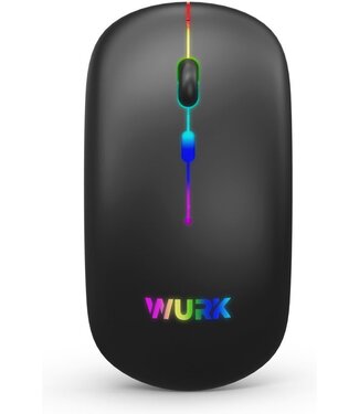 Wurk Wurk Draadloze RGB Muis – Oplaadbaar – Bluetooth 4.0 – 2.4GHz – USB – Draadloos – Computermuis – Laptop – PC – Zwart