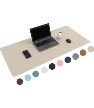 Wurk WURK Professionele Bureau Onderlegger Kunstleer - Bureau Organizer - Inclusief Kabel Clip - Beige - 120x60