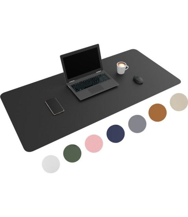 WURK Professionele Bureau Onderlegger Kunstleer – Bureau Organizer – Bureau Accessoires – Muismat XXL– Inclusief Kabel Clip – 120x60 – Zwart