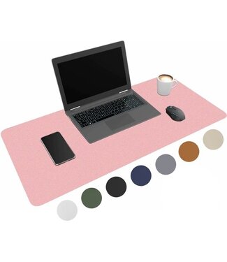 Wurk WURK Professionele Bureau Onderlegger Kunstleer – Bureau Organizer – Bureau Accessoires – Muismat XXL– Inclusief Kabel Clip – 80x40 – Roze