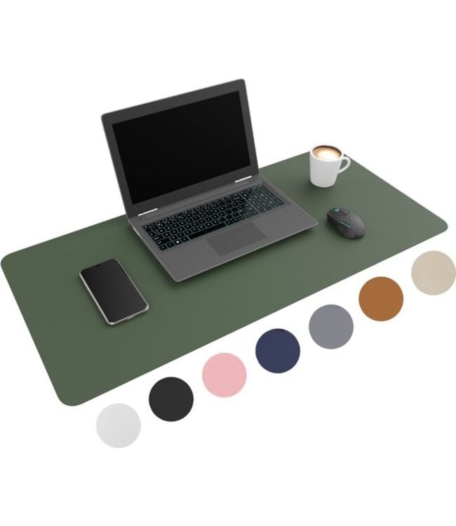 Wurk WURK - Professionele Bureau Onderlegger - Kunstleer – Bureau Organizer – Bureau Accessoires – Muismat XXL– Inclusief Kabel Clip – 90x45 – Groen