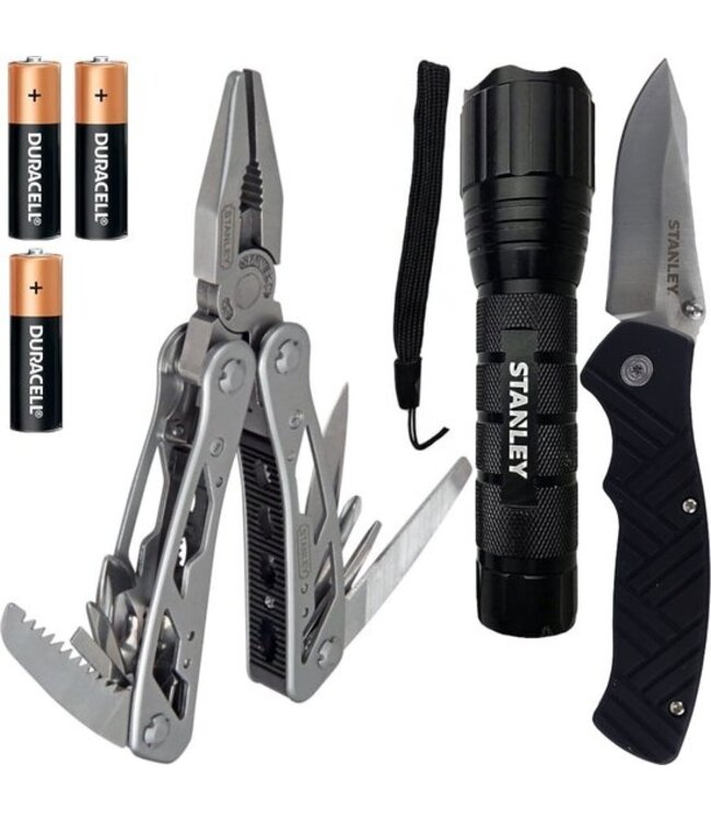 Stanley Noodpakket - Overlevingsset STHT81502-0 -12 in 1 Multi Tool Folding Pocket Knife 150 Lumens LED Light Set STHT 81502,