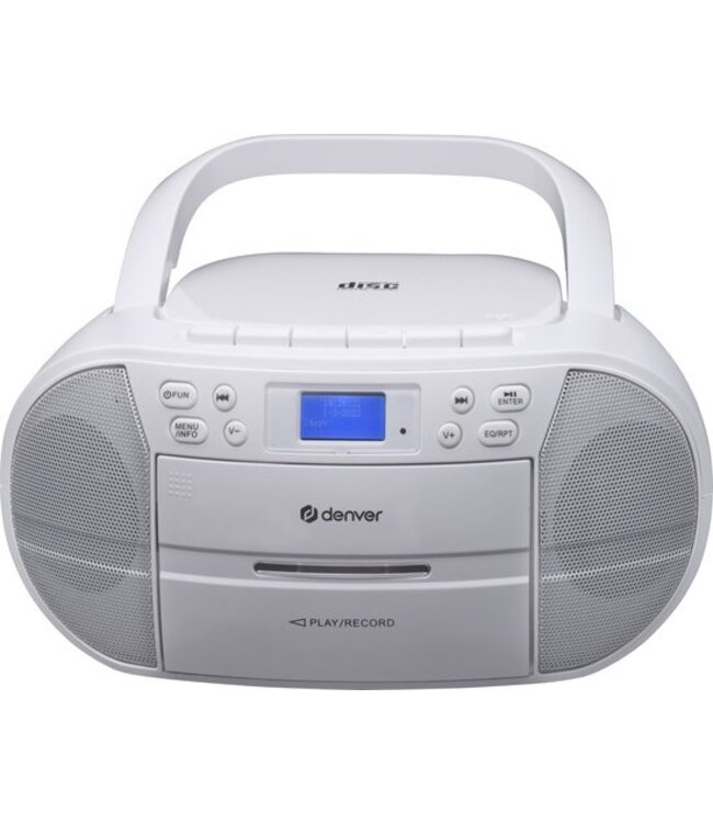 Denver TDC-280 - Boombox - DAB - FM - Radio - CD speler - Cassette - AUX input - Klok - Wekker - Wit