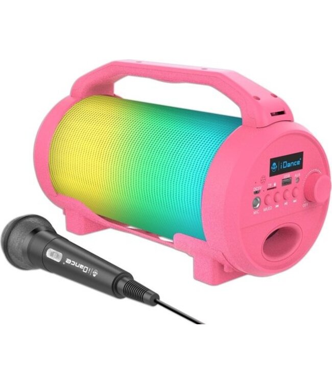iDance CYCLONE400PK Karaoke Set - Bluetooth Party Speaker met Disco LED-Verlichting - Inclusief Microfoon