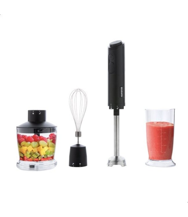 Brabantia D8-4CMB Staafmixer set - IJscrusher - Hakmolen - Garde - 1000 Watt - 8 snelheden - Zwart RVS