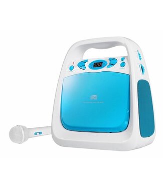 Nikkei Nikkei NKS30BL Karaoke Set voor Kinderen - Met Microfoon - Draagbare Radio en CD-Speler - USB en AUX-IN - Wit, Blauw