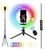 Nikkei Nikkei RLIGHTX10 Ringlamp met Statief Smartphone - Ringlight 10 inch - 99+ Kleuren en Effecten - Afstandsbediening - Verstelbare Tripod tot 2 meter - TikTok Selfie Lamp