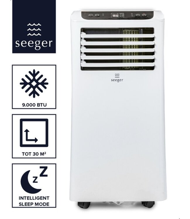 SEEGER Mobiele Airco met Luchtontvochtiger - 9000 BTU - Inclusief Installatiekit - Voor Slaapkamer en Woonkamer - Airconditioning - SAC9000 - Wit