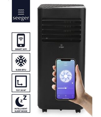 SEEGER SEEGER Mobiele Smart Airco met Luchtontvochtiger en WiFi - 9000 BTU - Inclusief Installatiekit - Voor Woonkamer en Slaapkamer - Airconditioning - SAC9000S-B - Zwart