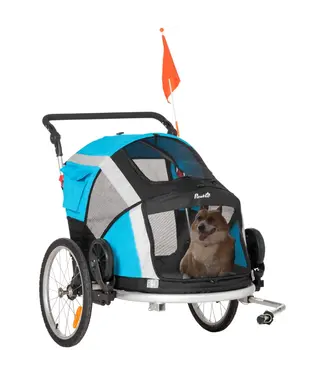 Paws Paws 2-in-1 Hondenfietskar Honden Buggy Opvouwbaar Ademende Oxford Stof Aluminium Blauw+Zilver 150 x 82 x 108 cm