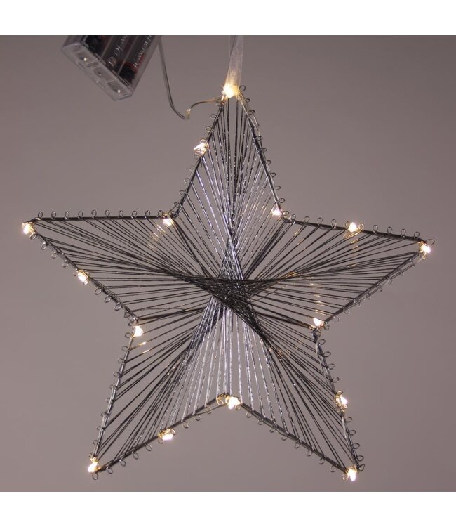 Decoratieve ster met 20 warmwitte LED's, werkt op batterijen