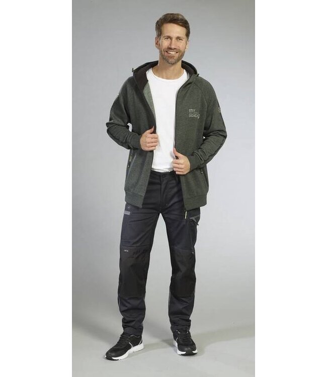 TERRAX WORKWEAR Sweatjacket met Capuchon, Groen/Zwart, Maat L