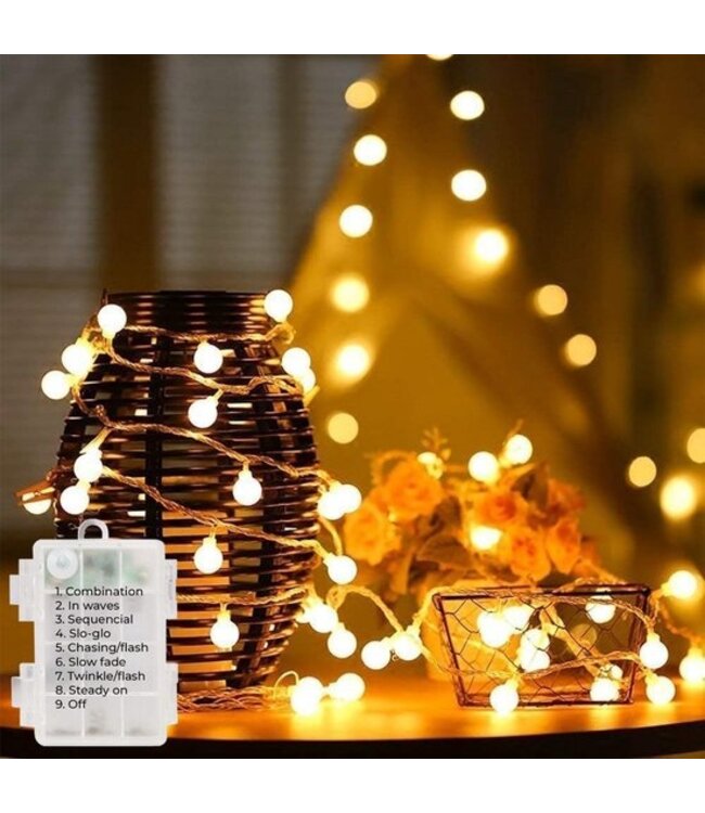 Homèlle Lichtsnoer - Kerstverlichting buiten & binnen - Warm-wit - 6 Meter - 50 LEDs