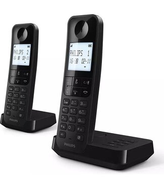 Philips Philips Draadloze Telefoon D2752B/12 - DECT - 2 Handsets - Huistelefoon - Vaste Lijn - Nummerherkenning - Zwart