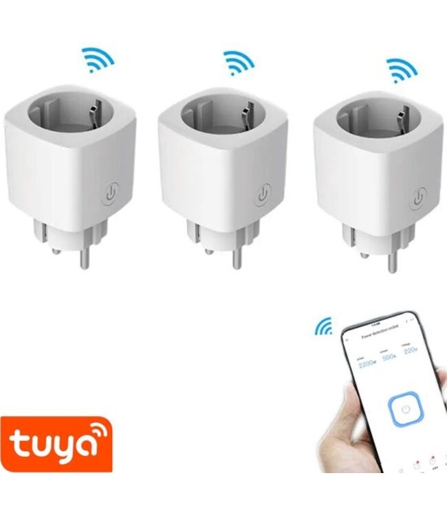 Denver Denver Slimme Stekker met Energiemeter - 3 PACK - Randaarde - Tijdschakelaar - Smart plug - TUYA - Werkt met Amazon Alexa en Google Home - WiFi - Voor iOS en Android - SHP102