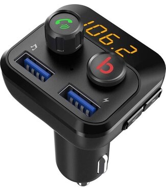 Opline FM Transmitter - Bluetooth Led-display USB + TF Ondersteuning Dual Usb 3.4A Bluetooth Auto FM-zender