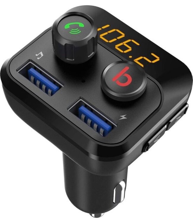 FM Transmitter - Bluetooth Led-display USB + TF Ondersteuning Dual Usb 3.4A Bluetooth Auto FM-zender