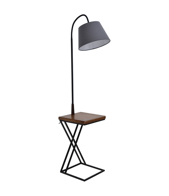 HOMdotCOM Vloerlamp met tafel grenen 36x36x165cm