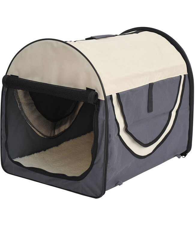 Paws Honden transporttas opvouwbaar grijs/crème maat XL 81 x 56 x 66cm