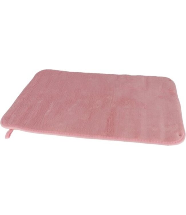 Sneldrogende badmat met anit slip roze 40 x 60 cm rechthoekig - matten voor de badkamer