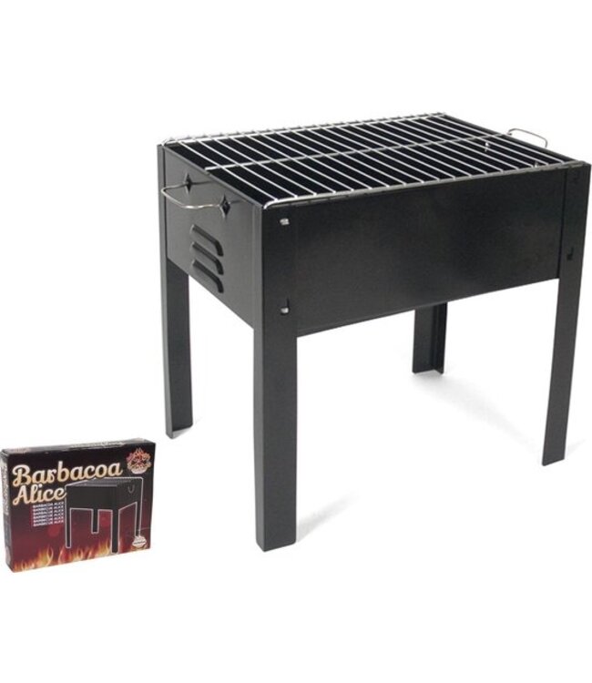 Alice - Staande Houtskool BBQ met Rooster - Barbecue en Grill - 35x24x35cm - Zwart