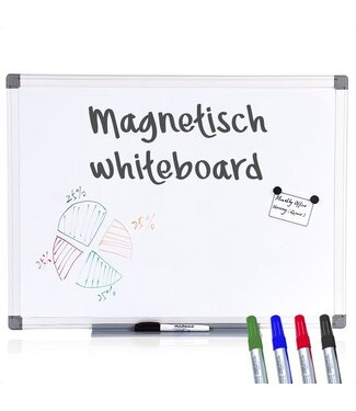 Goliving Goliving whiteboard met stiften - Magnetisch bord - 60 x 90 cm - Krasvast memobord - Schoolbord - Emaille magneetbord
