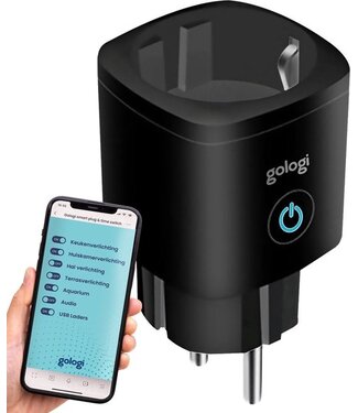 Gologi Gologi Slimme stekker - Smart plug - Tijdschakelaar & Energiemeter - WIFI - Google Home & Amazon Alexa - Zwart