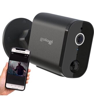 Gologi Gologi Draadloze camera op accu - Beveiligingscamera - Met nachtzicht - Wifi camera - Security camera - Oplaadbaar - Nederlandstalige app - Zwart