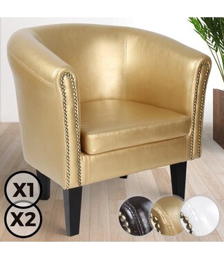 Merkloos Chesterfield fauteuil - goud - 67 x 72 x 60 cm