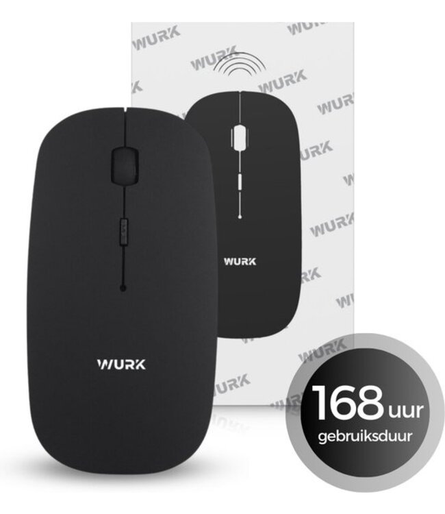 Wurk Draadloze Muis – Oplaadbaar – Bluetooth 4.0 – 2.4GHz – USB – Draadloos – Computermuis – Laptop – PC – Zwart