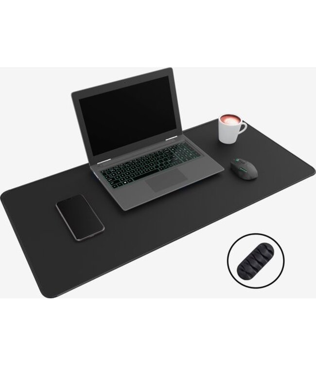 Wurk WURK Professionele Bureau Onderlegger Rubber – Bureau Organizer – Bureau Accessoires – Muismat XXL– Inclusief Kabel Clip – 90x40 – Zwart