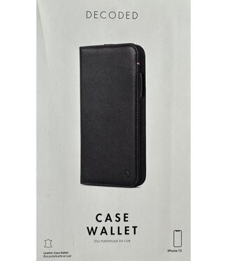 Decoded Apple iPhone 13 Hoesje - Decoded - Case Wallet Serie - Echt Leer Bookcase - Zwart - Hoesje Geschikt Voor Apple iPhone 13