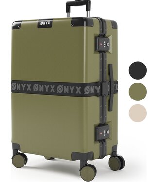 3dekansje ONYX® Check-in Koffer 65L - Draai Wielen - Lichtgewicht Trolley - Olijf Groen - 58 x 42 x 27 cm