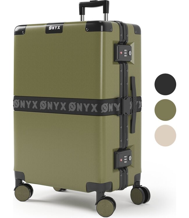 ONYX® Check-in Koffer 65L - Draai Wielen - Lichtgewicht Trolley - Olijf Groen - 58 x 42 x 27 cm
