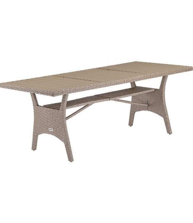 Casaria Polyrattan Tuintafel - WPC Tafelblad 190x90x74 cm – Beige