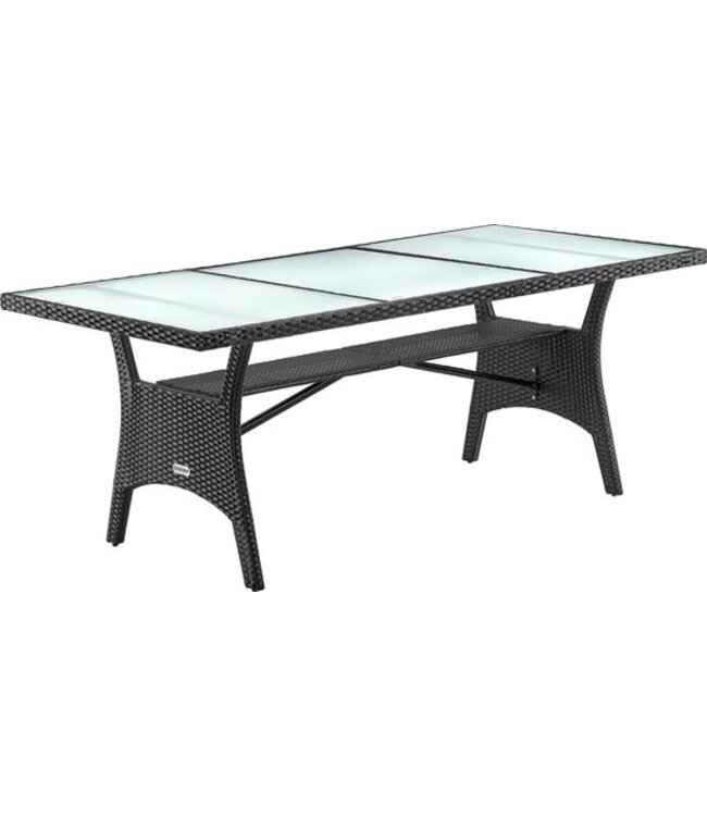 Casaria Casaria Polyrattan Tafel – Veiligheidsglasblad 190x90x74 cm – Zwart